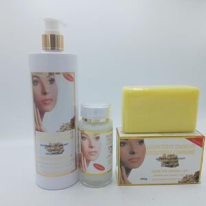 Teint Diamant Glutathione Comprimé Lait  concentrée 500ml Huile Concentré 100ml et savon gommant 250ml