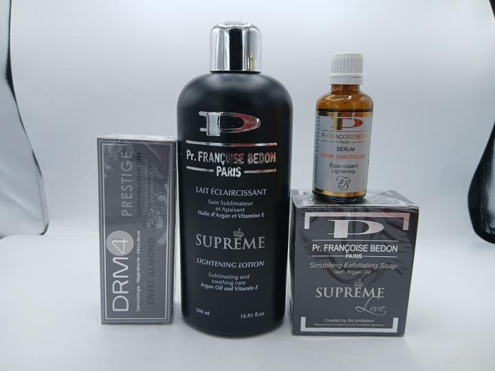 Francoise Bedon mini gamme , Lait SUPREME, savon supreme, creme DRM Prestige et huile Ultime Carrot une combo efficace pour un teint illuminé – Image 3