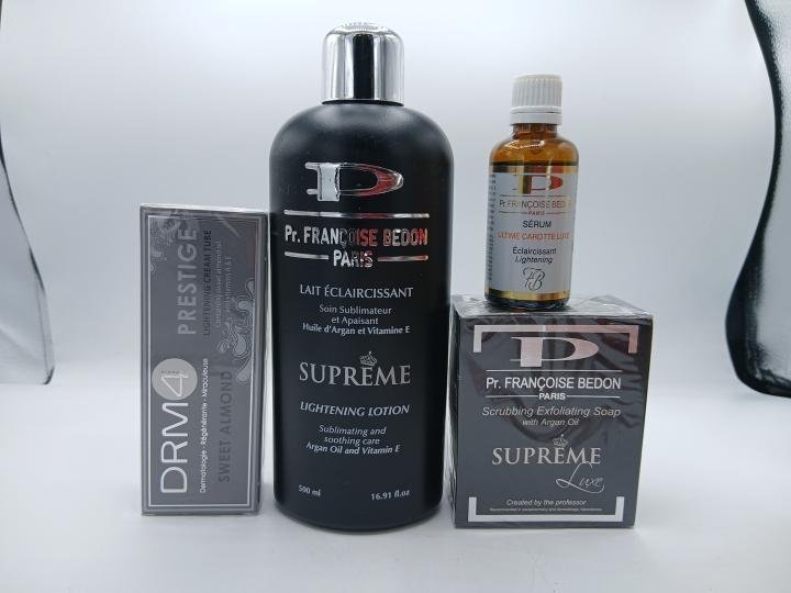 Francoise Bedon mini gamme , Lait SUPREME, savon supreme, creme DRM Prestige et huile Ultime Carrot une combo efficace pour un teint illuminé – Image 2