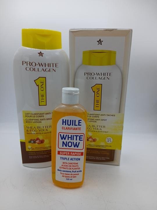 Lait Pro White Collagen Clarifiant et Huile White Now