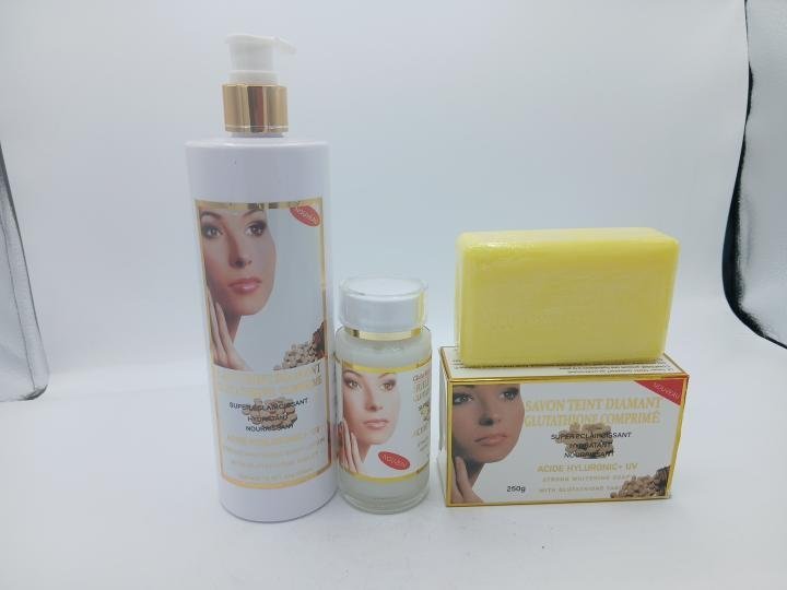 Teint Diamant Glutathione Comprimé Lait concentrée 500ml Huile Concentré 100ml et savon gommant 250ml – Image 2