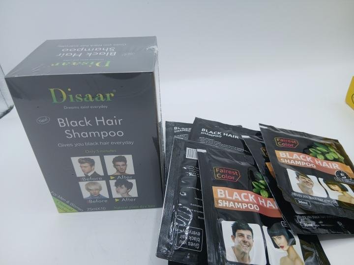 Teinture permanent, herbale et naturelle pour cheveux et barbe, couleur noir 10 sachets