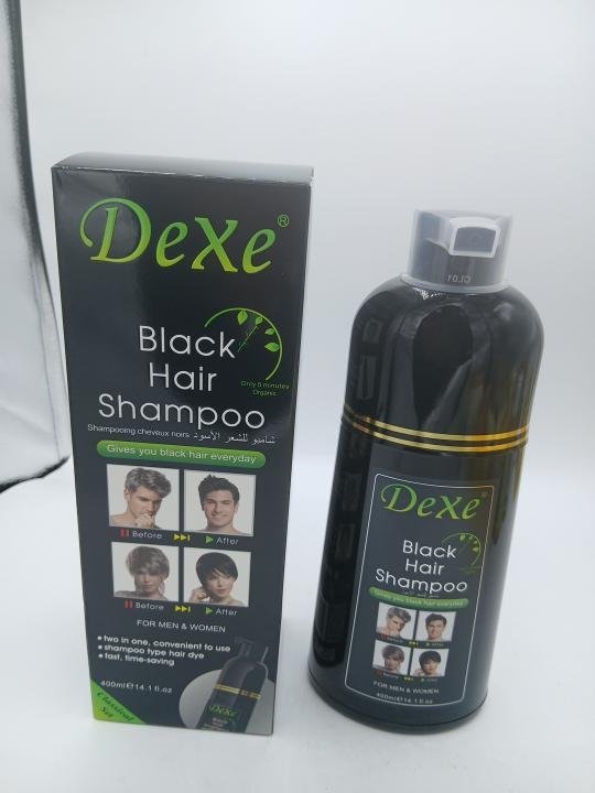 Teinture Permanente Dexe Noir, herbale et naturelle pour cheveux et barbe, couleur noir 400ml