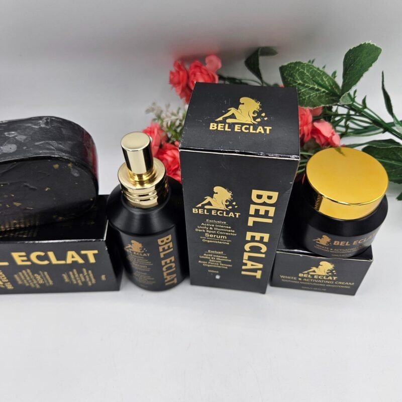 Savon, serum ET Creme visage  Bel Eclat visage et corps pour un teint étincelant
