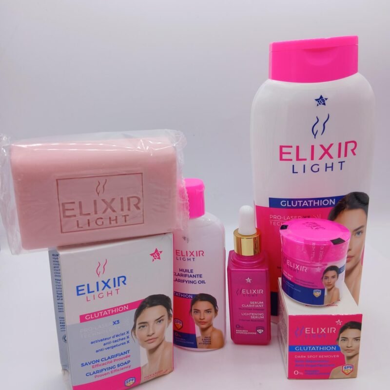gamme Elixir  Savon, lait 500ml , serum , huile,  et creme visage 5 pcs