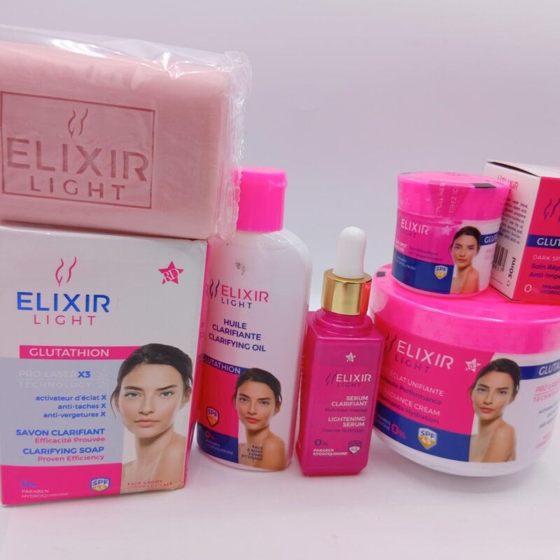 gamme Elixir  Savon, crème 400ml , serum , huile,  et creme visage 5 pcs