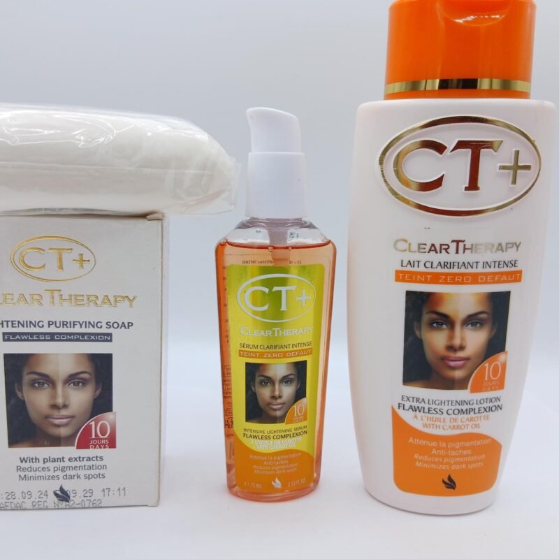 Lait C. T. plus clear therapy plus 500ml et huile à la carotte 125ml et savon