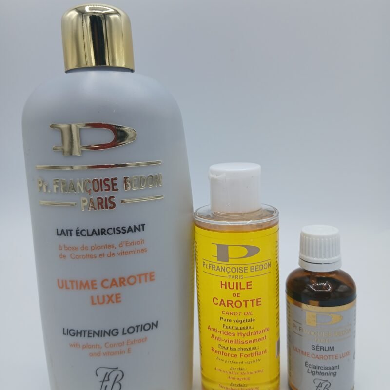 gamme Carrot Francoise Bedon , lait 500ml, huile de carrot et serum