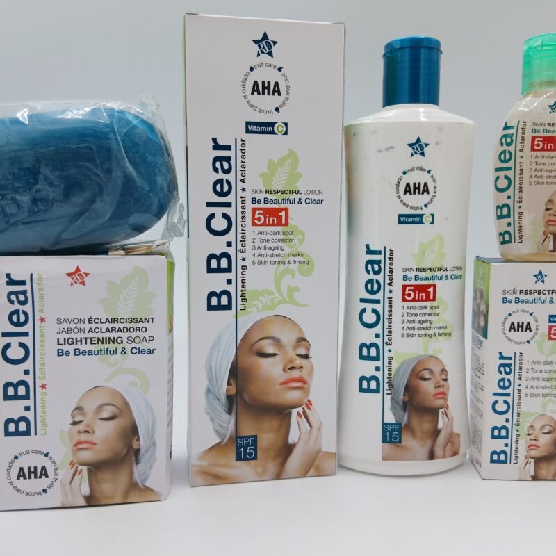 Gamme B B Clear  savon , Huile et lait de  Corps 300ml B B Clear 3 pcs