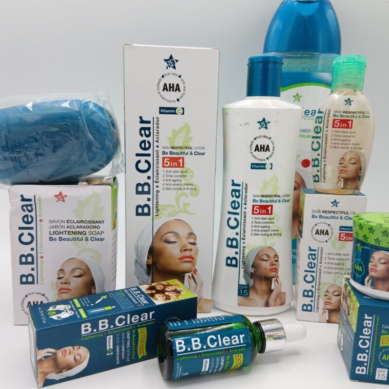 gel douche, Serum, Creme visage, savon , Huile et lait de  Corps 300ml B B Clear 6 pcs