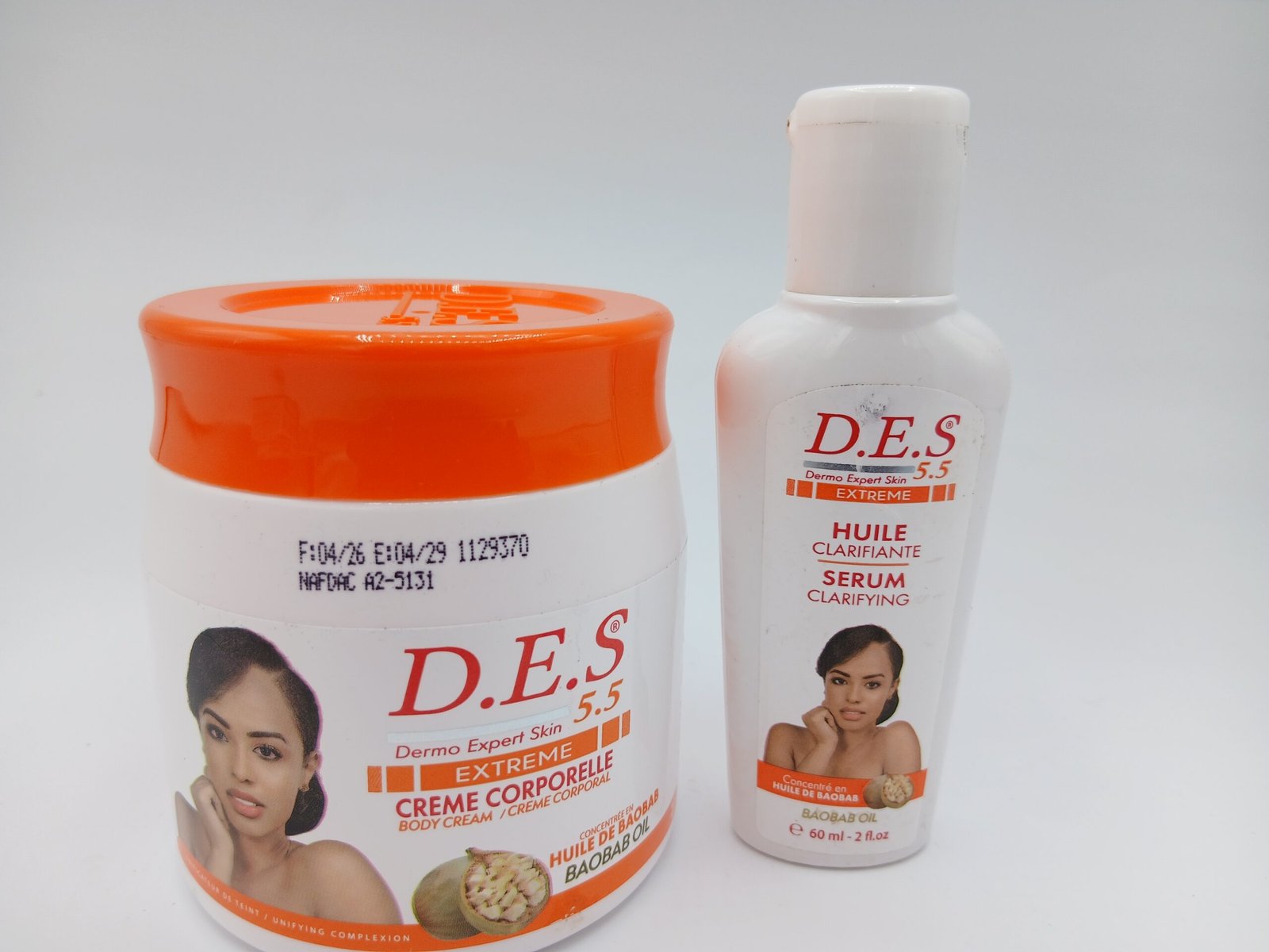 D.E.S , Creme Clarifiant et Huile anti taches tres embellissante