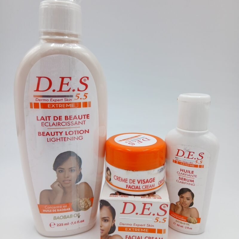 D.E.S  , Lait Clarifiant , creme visage et Huile anti taches tres embellissante