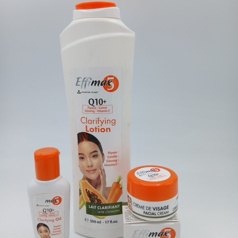 Lait corporelle , creme visage et huile clarifiant Effimax Q10