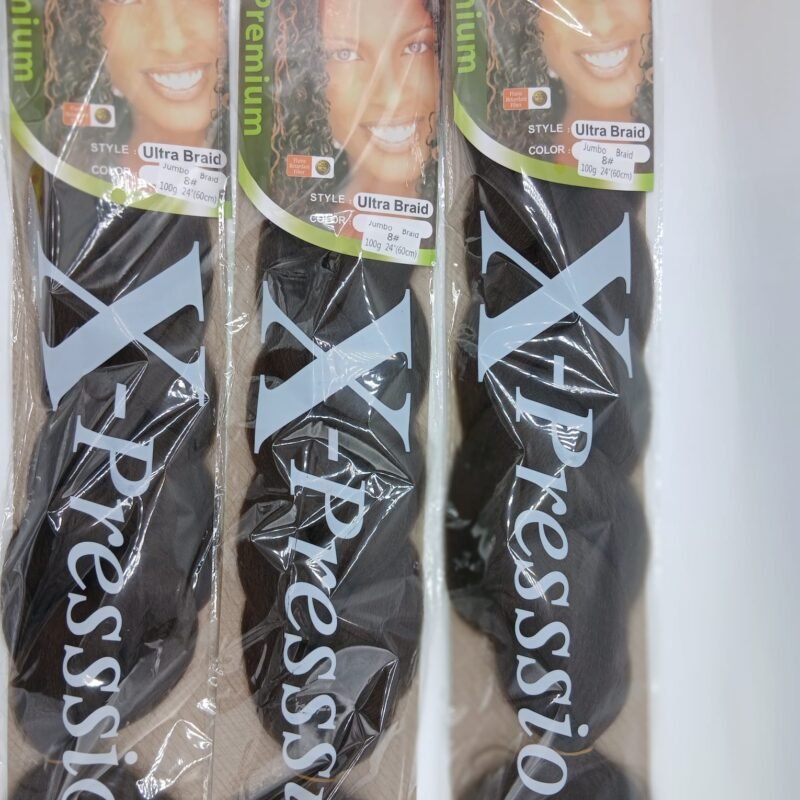 3 Pieces X-pression premium Ultra Braid jumbo braid synthetique. couleur 2 et 100g 60cm