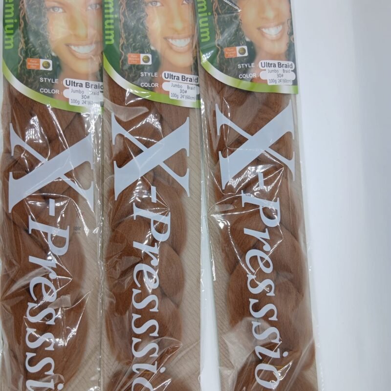 3 Pieces X-pression premium Ultra Braid jumbo braid synthetique. couleur 30 et 100g 60cm