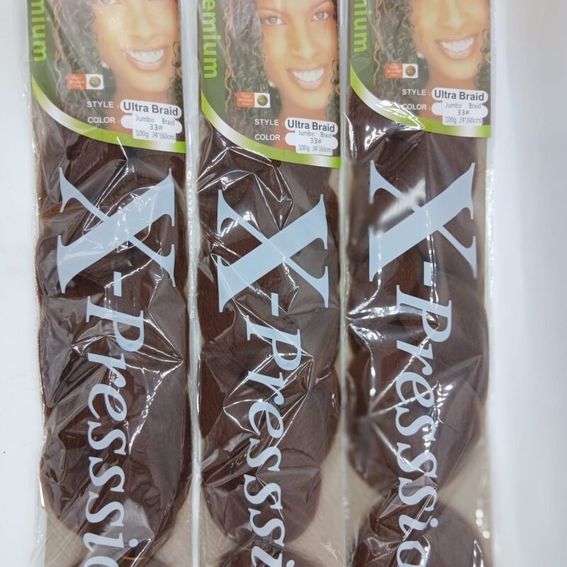 3 Pieces X-pression premium Ultra Braid jumbo braid synthetique. couleur 6 et 100g 60cm